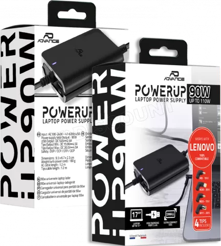 Photo de Chargeur universel Advance compatible Lenovo 90W - 4 embouts