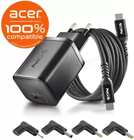 Photo de Chargeur universel NGS Bud USB-C pour ordinateur portable Acer 65W - 4 embouts