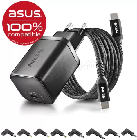 Photo de Chargeur universel NGS Bud USB-C pour ordinateur portable Asus 65W - 8 embouts