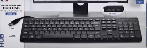 Photo de Clavier filaire T'nB avec hub (Noir)