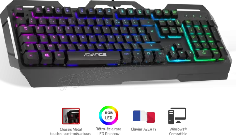 Photo de Clavier Gamer Advance semi-mécanique GTA 250 RGB (Noir)