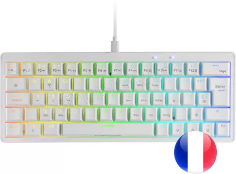 Photo de Clavier Gamer mécanique (Blue Switch) Mars Gaming MKMiniPro TKL RGB (Blanc)