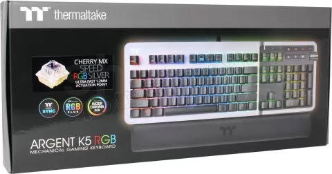 Photo de Clavier Gamer mécanique (Cherry MX Silver) Thermaltake Argent K5 RGB (Argent)