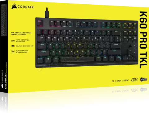 Photo de Clavier Gamer mécanique (Corsair OPX) Corsair K60 Pro TKL RGB (Noir)