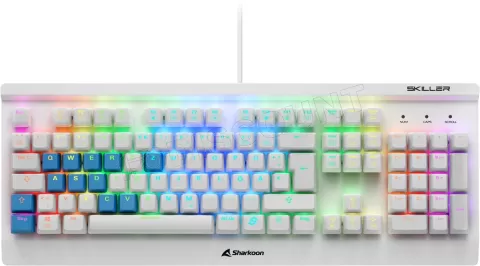 Photo de Clavier Gamer mécanique (Kailh Blue) Sharkoon Skiller SGK3 RGB (Blanc)