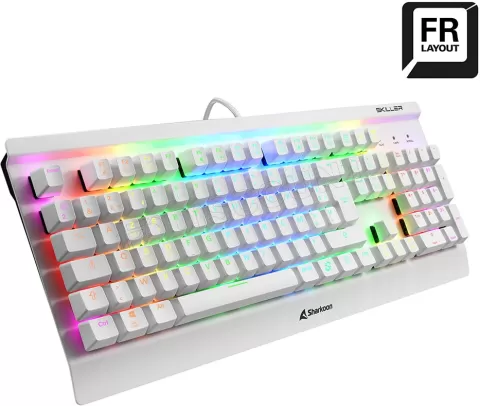 Photo de Clavier Gamer mécanique (Kailh Red) Sharkoon Skiller SGK3 RGB (Blanc)