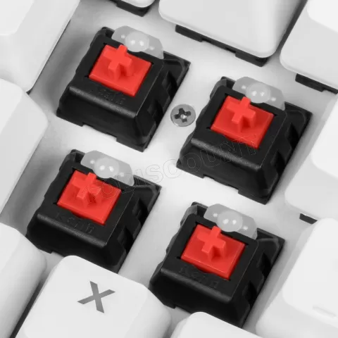 Photo de Clavier Gamer mécanique (Kailh Red) Sharkoon Skiller SGK3 RGB (Blanc)