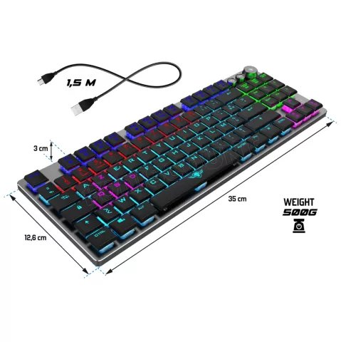 Photo de Clavier Gamer sans fil Bluetooth mécanique (Red Low Profile) Spirit of Gamer Xpert K1300 RGB (Argent)