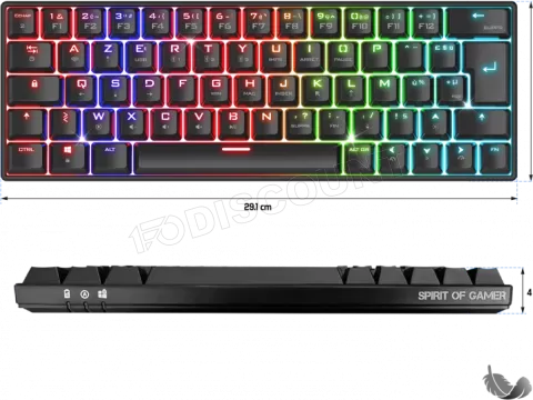 Photo de Clavier Gamer sans fil Bluetooth mécanique (Red Switch) Spirit of Gamer Xpert K200 TKL RGB (Noir)