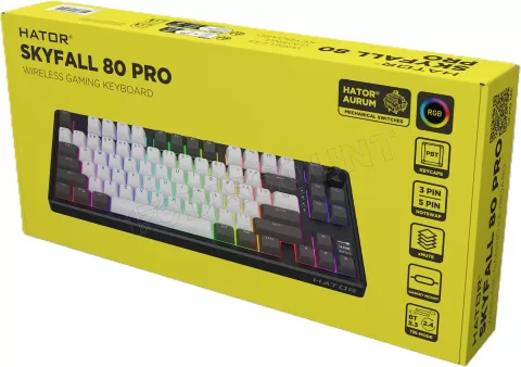 Photo de Clavier Gamer sans fil magnétique (Hator Aurum Linear) Hator Skyfall 80 Pro TKL RGB (Noir)