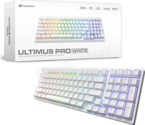 Photo de Clavier Gamer sans fil mécanique Cougar Ultimus Pro RGB (Blanc)