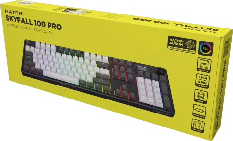 Photo de Clavier Gamer sans fil mécanique (Hator Aurum Linear) Hator Skyfall 100 Pro RGB (Noir/Gris)