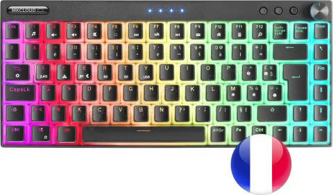 Photo de Clavier sans fil Bluetooth mécanique (Outemu SQ Pro Blue) Mars Gaming MK Cloud RGB (Noir)