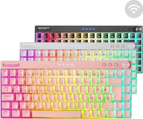 Photo de Clavier sans fil Bluetooth mécanique (Outemu SQ Pro Brown) Mars Gaming MK Cloud RGB (Rose)