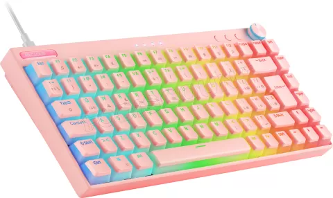 Photo de Clavier sans fil Bluetooth mécanique (Outemu SQ Pro Brown) Mars Gaming MK Cloud RGB (Rose)