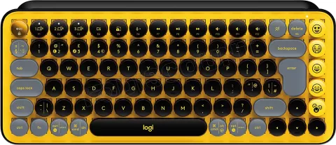 Photo de Clavier sans fil Bluetooth mécanique (Tactical Brown) Logitech Pop Keys (Jaune/Noir)