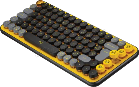 Photo de Clavier sans fil Bluetooth mécanique (Tactical Brown) Logitech Pop Keys (Jaune/Noir)