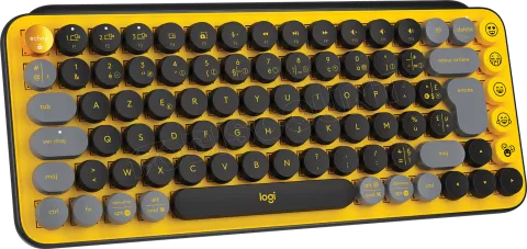 Photo de Clavier sans fil Bluetooth mécanique (Tactical Brown) Logitech Pop Keys (Jaune/Noir)