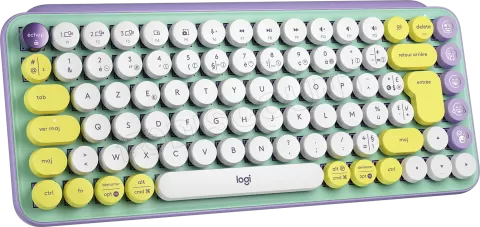 Photo de Clavier sans fil Bluetooth mécanique (Tactical Brown) Logitech Pop Keys (Violet/Vert)