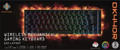 Photo de Clavier sans fil Gamer mécanique (Kailh Red) Deltaco DK440 RGB (Noir)