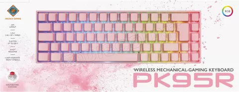 Photo de Clavier sans fil Gamer mécanique (Kailh Red) Deltaco PK95 RGB (Rose)