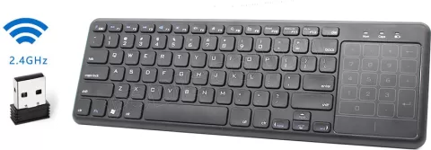 Photo de Clavier sans fil We Smart TV avec pavé numérique tactile intégré (Noir)