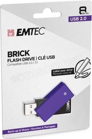 Photo de Clé USB 2.0 Emtec C350 Brick 2.0 - 8Go (Violet)