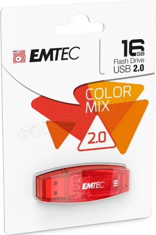 Photo de Clé USB 2.0 Emtec C410 Color Mix - 16Go (Rouge)