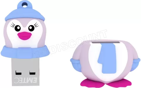 Photo de Clé USB 2.0 Emtec M336 Lady Penguin - 16Go (Bleu/Rose)