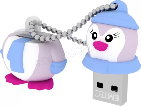 Photo de Clé USB 2.0 Emtec M336 Lady Penguin - 16Go (Bleu/Rose)