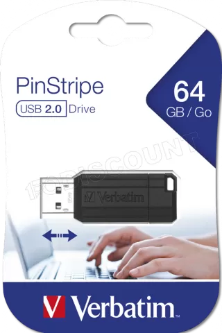 Photo de Clé USB 2.0 Verbatim PinStripe - 64Go (Noir)