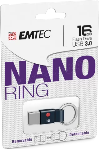 Photo de Clé USB 3.0 Emtec T100 Nano Ring - 16Go (Noir)