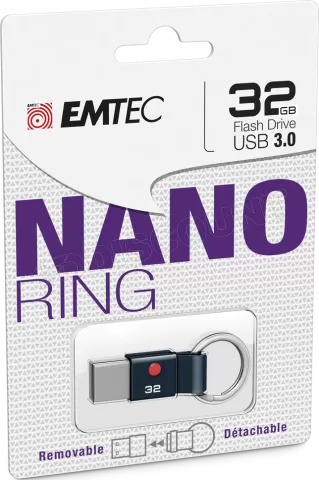 Photo de Clé USB 3.0 Emtec T100 Nano Ring - 32Go (Noir)