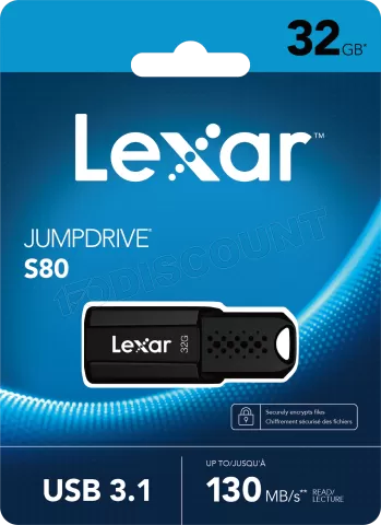 Photo de Clé USB 3.1 Lexar JumpDrive S80 - 32Go (Noir)