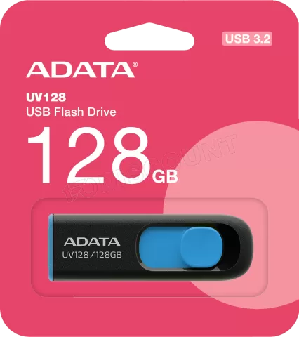 Photo de Clé USB 3.2 Adata UV128 - 128Go (Noir/Bleu)