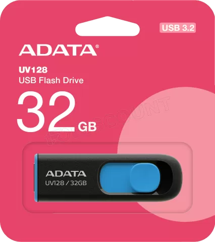 Photo de Clé USB 3.2 Adata UV128 - 32Go (Noir/Bleu)