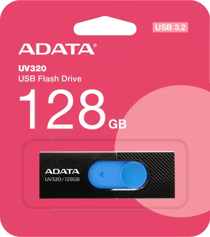 Photo de Clé USB 3.2 Adata UV320 - 128Go (Noir/Bleu)