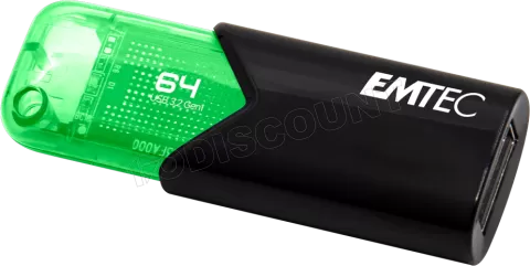 Photo de Clé USB 3.2 Emtec B110 Click Easy - 64Go (Noir/Vert)