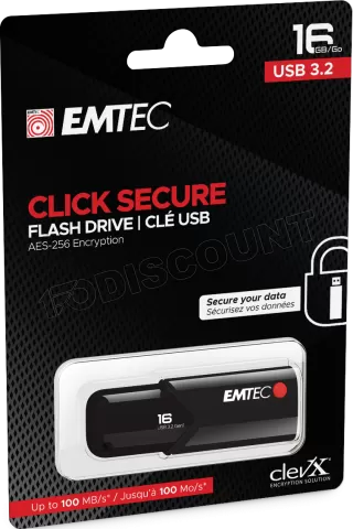 Photo de Clé USB 3.2 Emtec B120 Click Secure - 16Go (Noir)