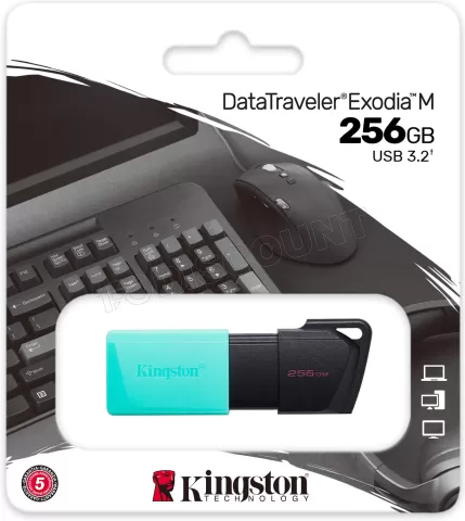 Photo de Clé USB 3.2 Kingston DataTraveler Exodia M - 256Go (Turquoise/Noir)