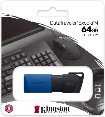 Photo de Clé USB 3.2 Kingston DataTraveler Exodia M - 64Go (Bleu/Noir)