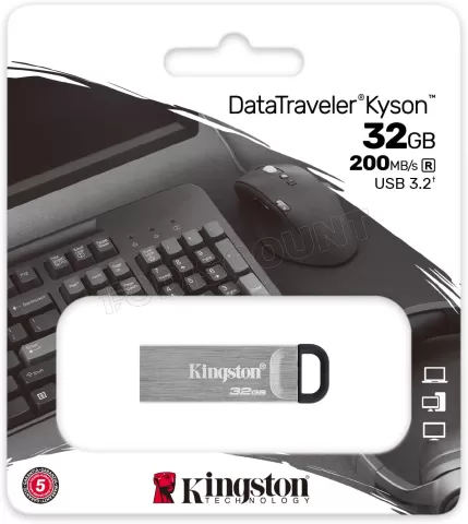 Photo de Clé USB 3.2 Kingston DataTraveler Kyson - 32Go (Gris/Noir)