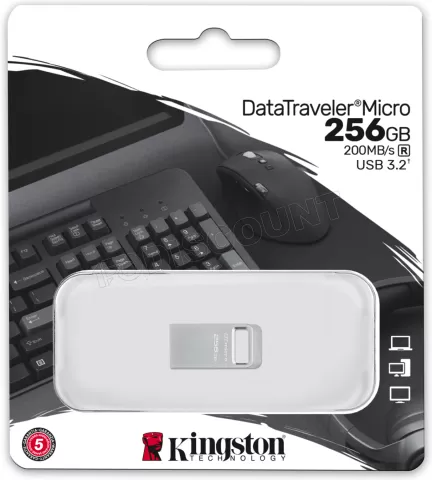 Photo de Clé USB 3.2 Kingston DataTraveler Micro - 256Go (Argent)