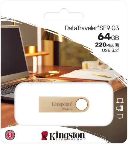 Photo de Clé USB 3.2 Kingston DataTraveler SE9 G3 - 64Go (Or)