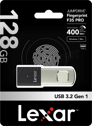 Photo de Clé USB 3.2 sécurisée Lexar JumpDrive Fingerprint F35 Pro - 128Go (Noir)