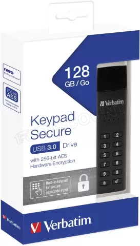 Photo de Clé USB 3.2 sécurisée Verbatim - 128Go (Noir)