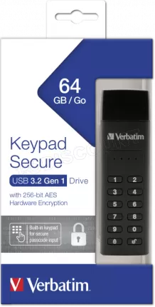 Photo de Clé USB 3.2 sécurisée Verbatim - 64Go (Noir)