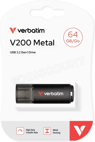 Photo de Clé USB 3.2 Verbatim V200 Metal - 64Go (Noir)