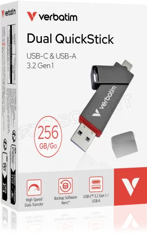 Photo de Clé USB-A/C 3.2 Verbatim Dual QuickStick - 256Go (Gris)