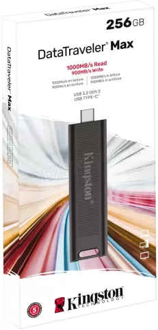 Photo de Clé USB-C 3.2 Kingston DataTraveler Max - 256Go (Noir)